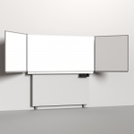 Klapp-Schiebetafel wandmontiert, mit Fuß, Mittelfläche 200x100 cm, Stahlemaille weiß 